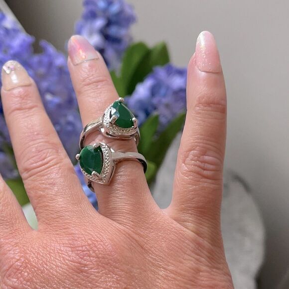 The Green Tear Drop Ring in Tibetan silver sz 6 - Picture 6 of 11
